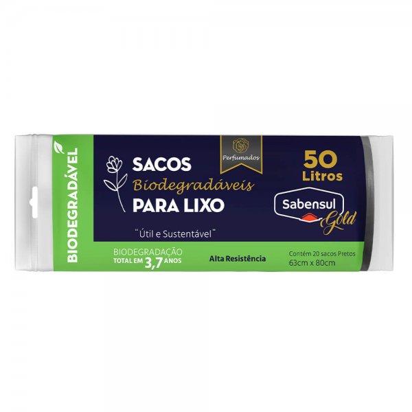 Sacos Biodegradáveis para Lixo Preto - 50L